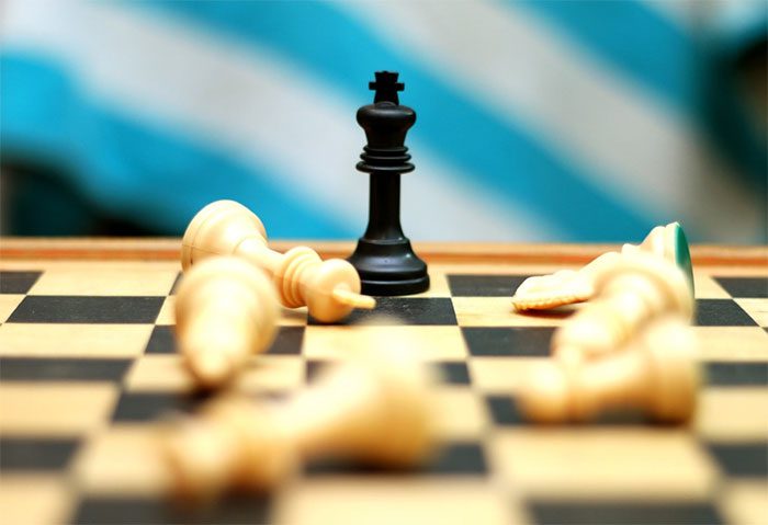 Chess pieces laying down