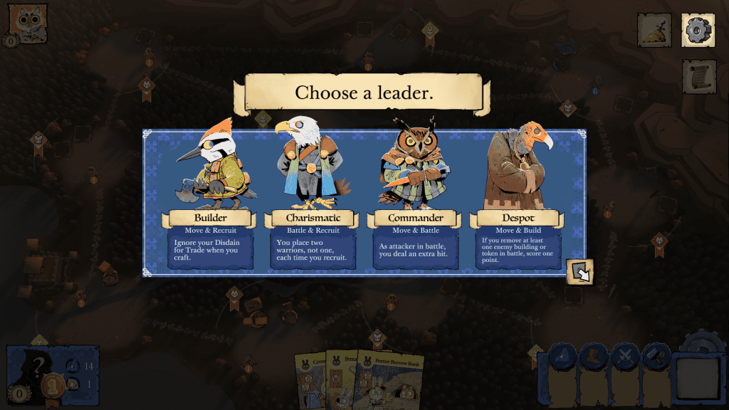 The four Eyrie Dynasties Leaders to choose from.
