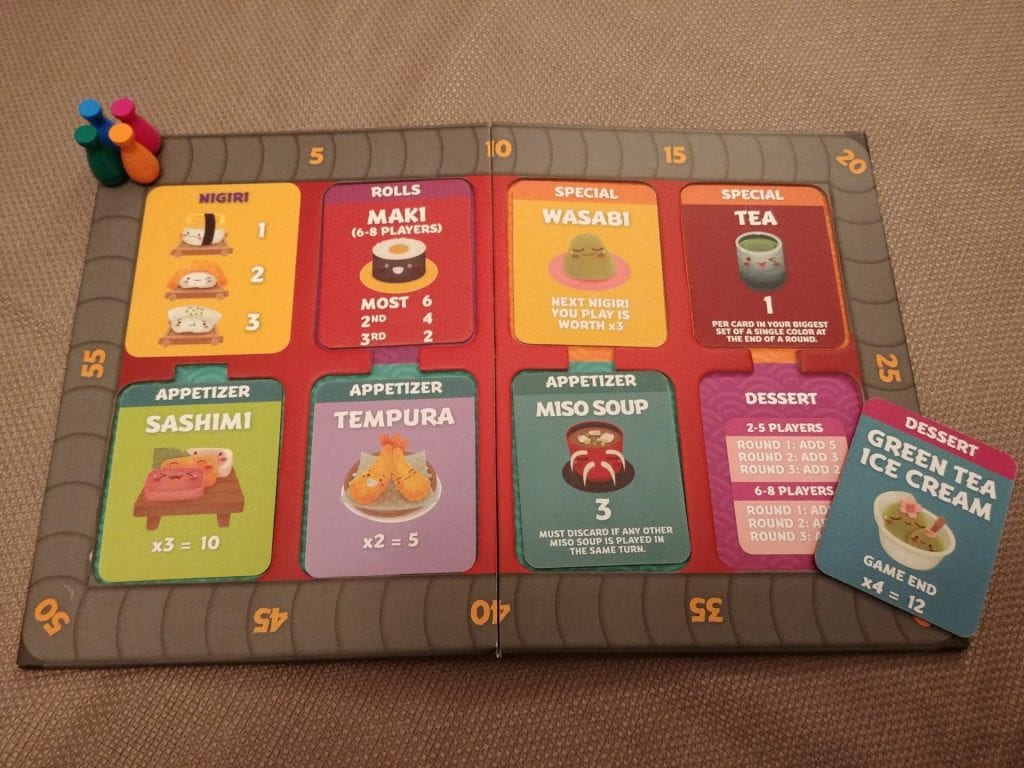 Sushi Go Party Scoring board