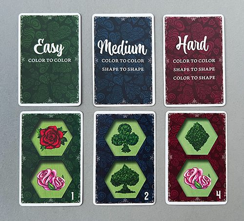 Easy, Medium, and Hard cards.
