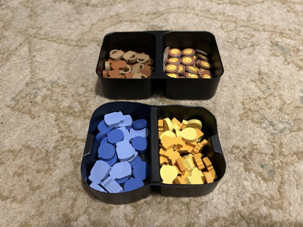 The four resources come in two nesting trays that slide right into the box, like a deluxe Kickstarter product without all the fuss.