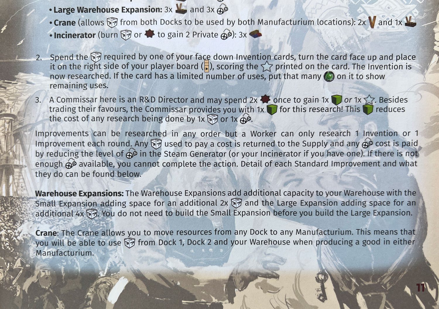 Icons for text in the rulebook.
