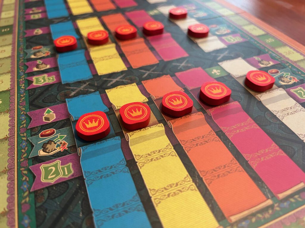 There are four tracks. One matching each player color, in addition to a more powerful neutral track.