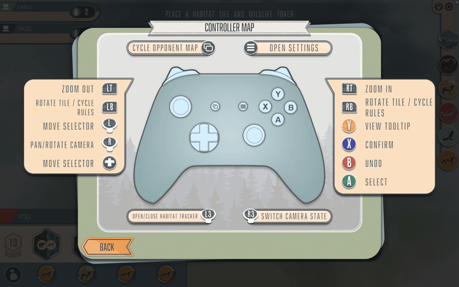 Game controller key map