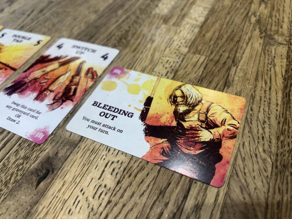 One of the event cards in the market row, a horizontal card, 2/3s of which is art. A new rule is to the left half of the card.