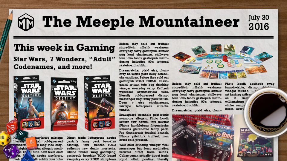 This Week in Gaming – Star Wars, 7 Wonders, “Adult” Codenames, and more!
