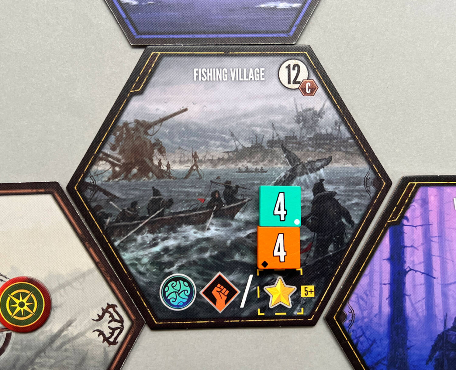 The Fishing Villiage tile with Corruption placed.