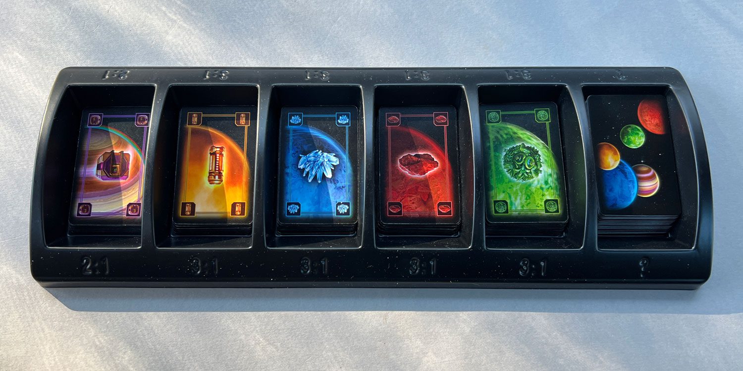 Card tray with resource cards.