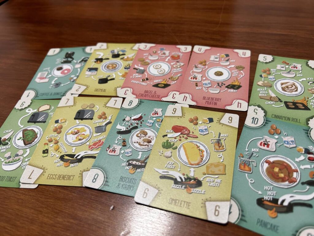 The cards, which run in value from 1 to 10, each have a food name at the bottom.