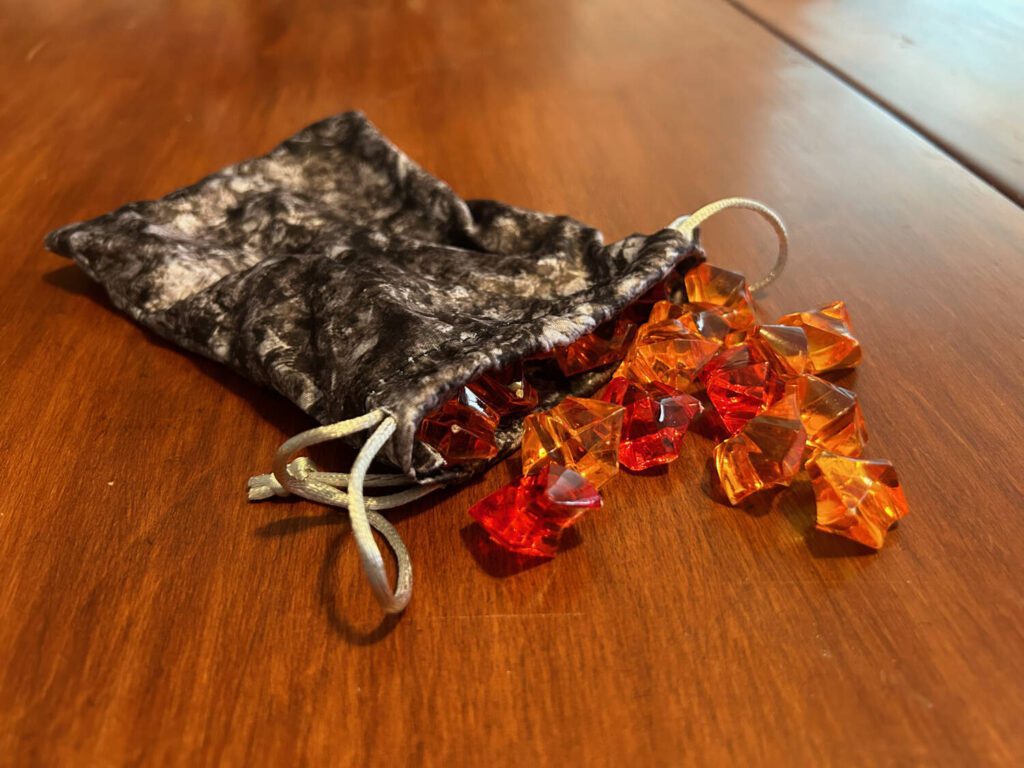 The blaze tokens come in a mix of red and orange.